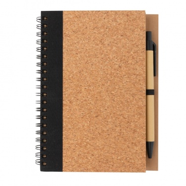 Logo trade advertising product photo of: Cork spiral notebook with pen